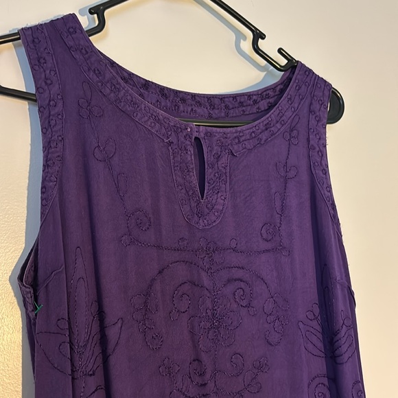 Purple embroidered maxi Sleeveless Dress large - Picture 4 of 9